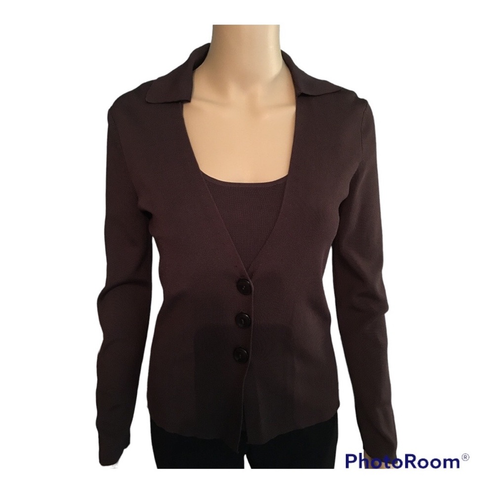 HP 🎉Talbots Vintage Petite Twin Set in Chocolate brown